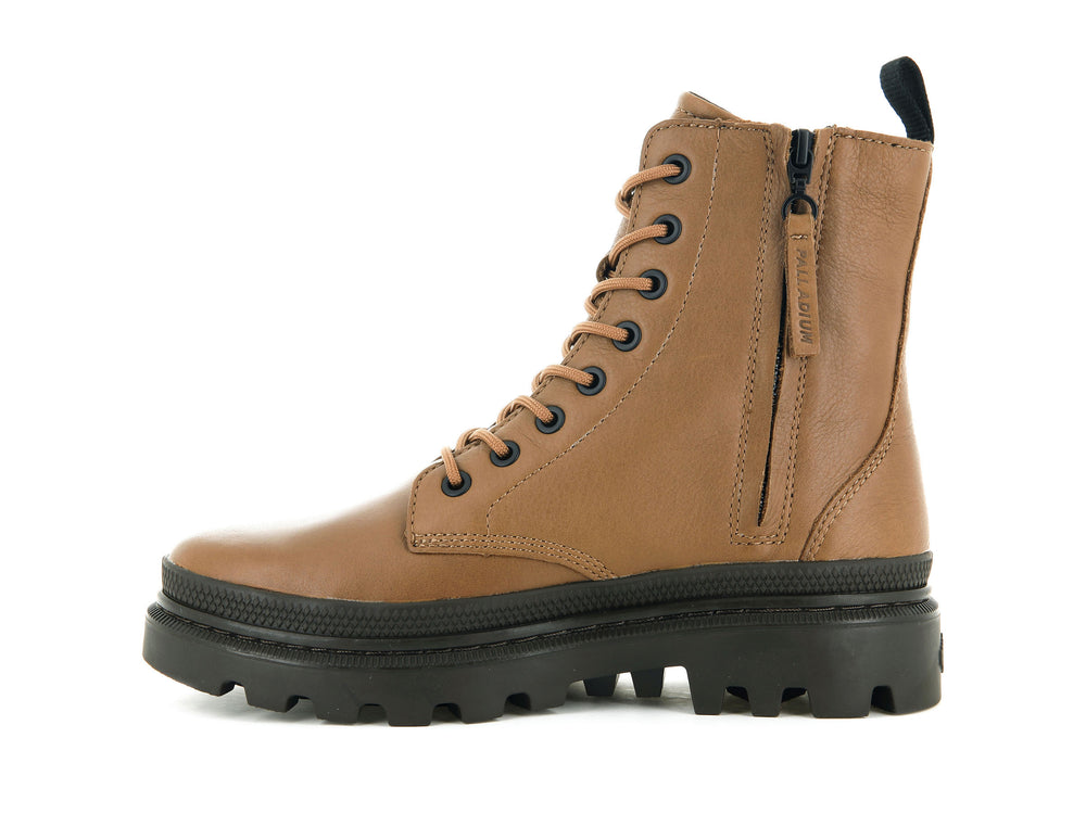 Botas De Invierno Palladium PALLATROOPER OFF LEATHER Mujer Marrones | Costa Rica-06495